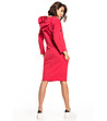 Червена спортно-елегантна рокля с качулка-1 снимка