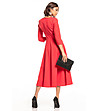 Червена рокля с миди дължина-1 снимка