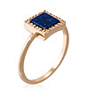 Златист дамски пръстен със син естествен камък Fiona-0 снимка