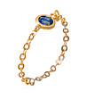 Златист дамски пръстен със син камък Léa-0 снимка