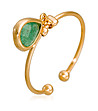 Златист дамски пръстен със зелен камък  Louise -0 снимка