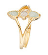 Златист дамски пръстен с естествени камъни Feuilles-0 снимка