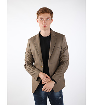 Мъжко кафяво сако на каре Adrian снимка
