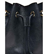 Черна дамска кожена чанта с пискюли Timea-2 снимка