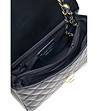 Черна дамска кожена чанта с ромбоидни шевове Karmelia-3 снимка