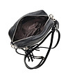Малка черна дамска кожена чанта за рамо с пискюл Darlene-3 снимка