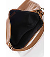 Дамска кожена чанта в цвят коняк Kiki-3 снимка