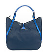 Синя кожена дамска чанта Doris-1 снимка
