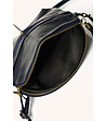 Тъмносиня кожена дамска чанта Amilia-3 снимка