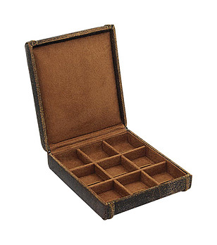 Кафява кожена кутия за ръкавели или бижута Cubano снимка