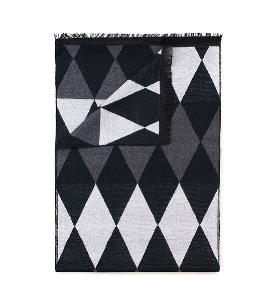 Дамски шал с ромбоидни мотиви в черно, бяло и сиво Immie снимка