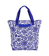 Сгъваема чанта в бяло и синьо с флорален принт-0 снимка