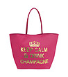 Розова дамска чанта със златист надпис-0 снимка