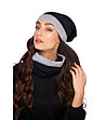 Дамски комплект от шапка и шал в черно и сиво Lina-0 снимка
