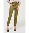 Дамски панталон в цвят маслина от памук и лиосел-0 снимка