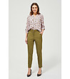 Дамски панталон в цвят маслина от памук и лиосел Madina-2 снимка