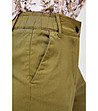 Дамски панталон в цвят маслина от памук и лиосел-4 снимка