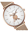 Комплект от часовник и гривна в розовозлатисто и бяло Turtle-3 снимка