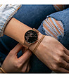 Дамски комплект от часовник и гривна в розовозлатисто и черно Fossil -1 снимка