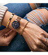 Комплект от часовник и гривна в златисто и синьо Petite -1 снимка