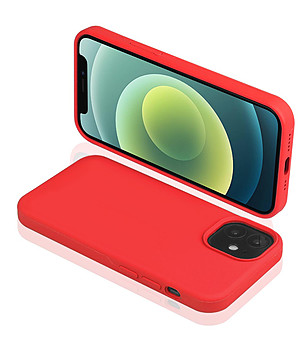Силиконов калъф в червено за iPhone 12 снимка