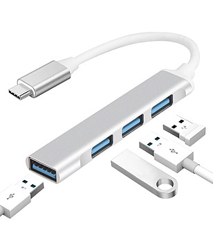 USB 3.0 хъб в сребристо снимка