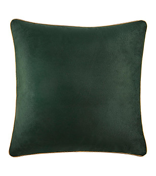 Тъмнозелена калъфка за декоративна възглавница със златист кант Unique  снимка