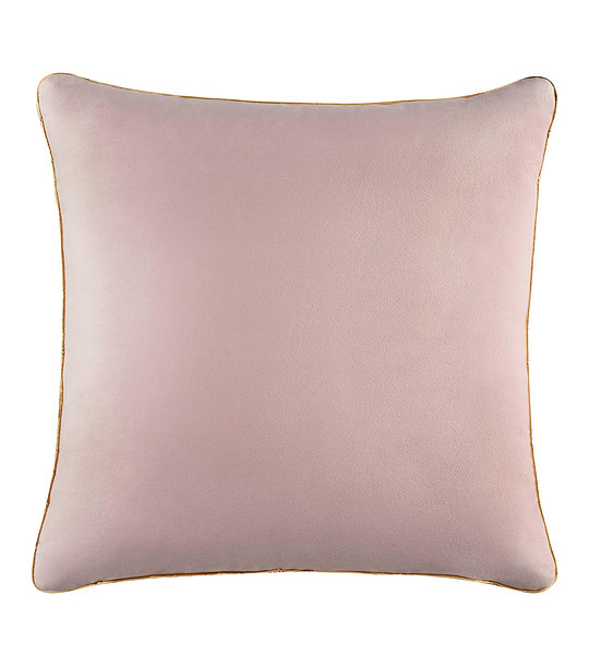 Розова калъфка за декоративна възглавница със златист кант Unique снимка