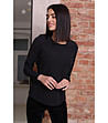 Черна дамска блуза с ефектна панделка в задната част-0 снимка