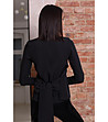 Черна дамска блуза с ефектна панделка в задната част-1 снимка