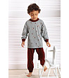 Памучна детска пижама в сиво и бордо-0 снимка