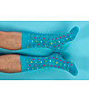 Мъжки комплект от четири чифта чорапи с принт в синьо, зелено и циклама-1 снимка