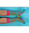 Мъжки комплект от четири чифта чорапи с принт в синьо, зелено и циклама-2 снимка