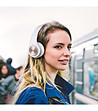 Безжични Bluetooth слушалки в бяло и златисто-0 снимка