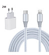 Комплект от адаптер и кабел USB-C към Lightning в бяло и сребристо-0 снимка