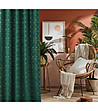 Тъмнозелена завеса със златист принт Glammy 140х250 см-2 снимка