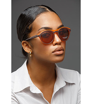 Дамски слънчеви очила в тъмнокафяво и оранжево снимка
