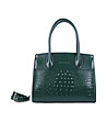 Дамска кожена чанта с крокодилски релеф в зелено Valena-0 снимка