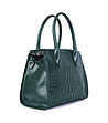 Дамска кожена чанта с крокодилски релеф в зелено Valena-2 снимка