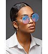 Кръгли златисти дамски слънчеви очила с лилави  лещи-1 снимка