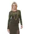 Дамска блуза в цвят маслина с леопардов принт-0 снимка