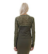 Дамска блуза в цвят маслина с леопардов принт-1 снимка