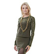 Дамска блуза в цвят маслина с леопардов принт-2 снимка