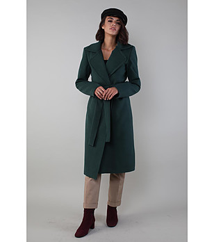 Дълго дамско палто в тъмнозелено Izara снимка