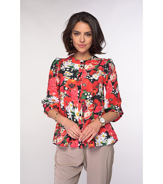 Многоцветна дамска блуза с флорален принт Margarette снимка