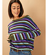 Многоцветен дамски пуловер на райе с мерино Vira-0 снимка