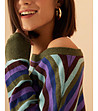 Многоцветен дамски пуловер на райе с мерино Vira-3 снимка