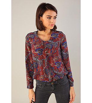 Дамска многоцветна блуза с пейсли принт Ozana снимка