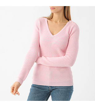 Дамски пуловер в розово от кашмир и коприна Julia снимка