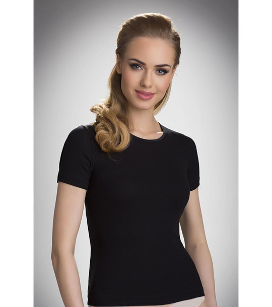 Черна памучна дамска блуза Natasha в макси размери снимка